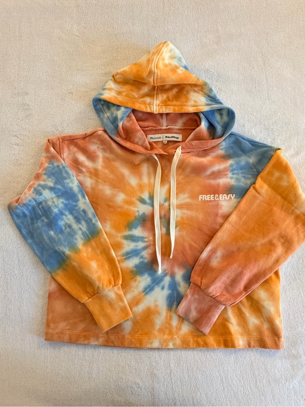 Madewell Tie-Dye Hooded Sweatshirt in Orange & Blue